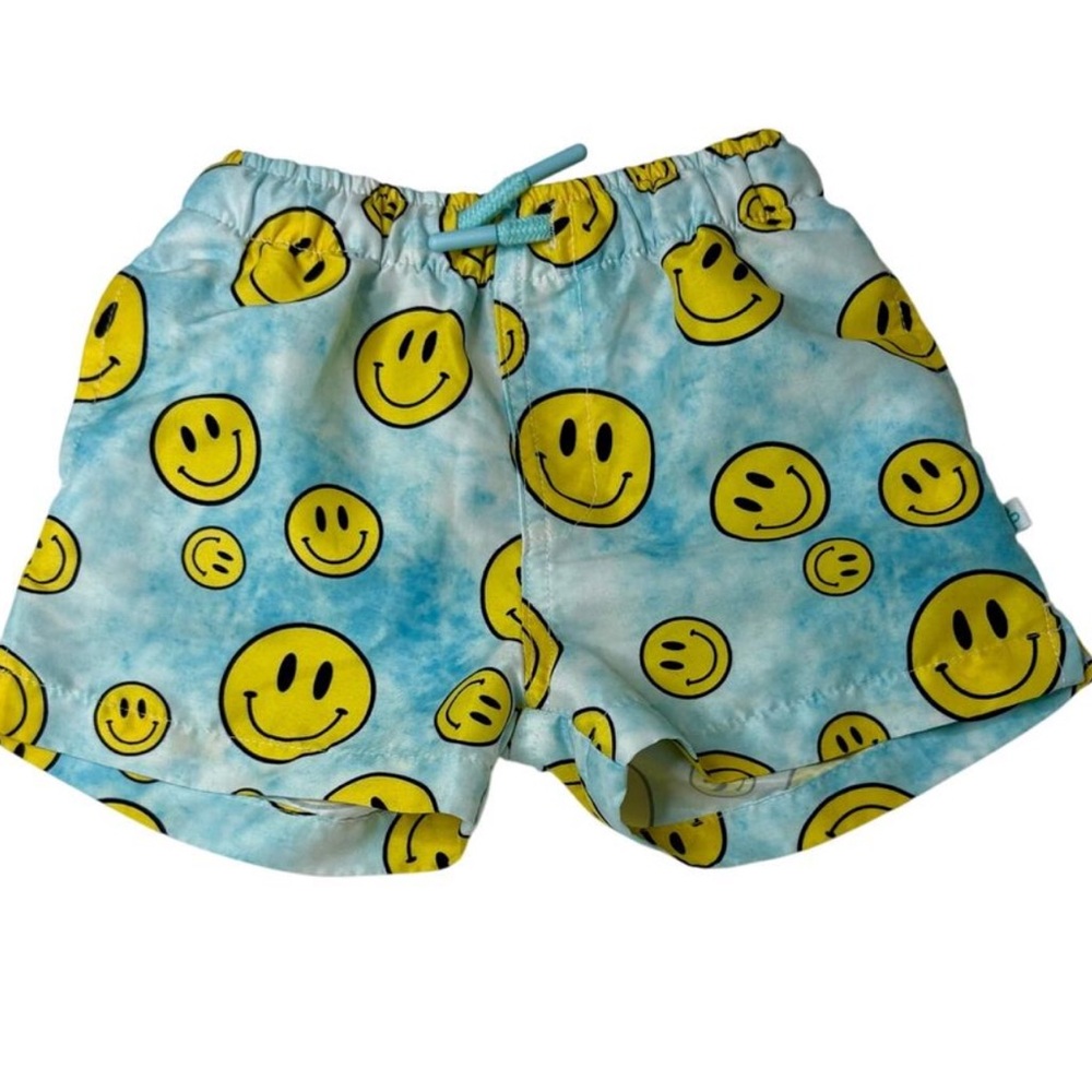 Posh Peanut Smiley Face Blue Swim Shorts Trunks 10 Y